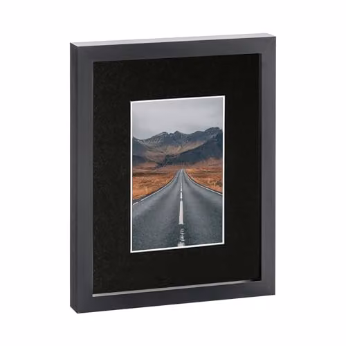 Nicola Spring Black Rectangular Single Photo Frame with 4 x 6 inch Mount and Glass Aperture – 1