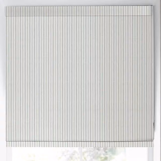 Laura Ashley Blackout Candy Stripe Made to Measure Roman Blind in Dove Grey
