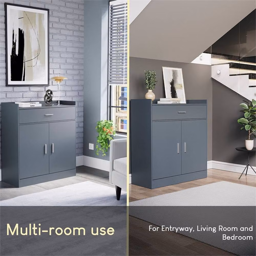 Kelvenix Grey 2 Door and 1 Drawer Shoe Cabinet Storage Unit – 3