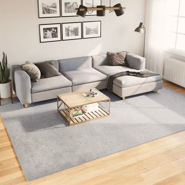 Berkfield Home HUARTE Grey Short Pile Washable Modern Rectangular Rug W: 240 cm, D: 340 cm