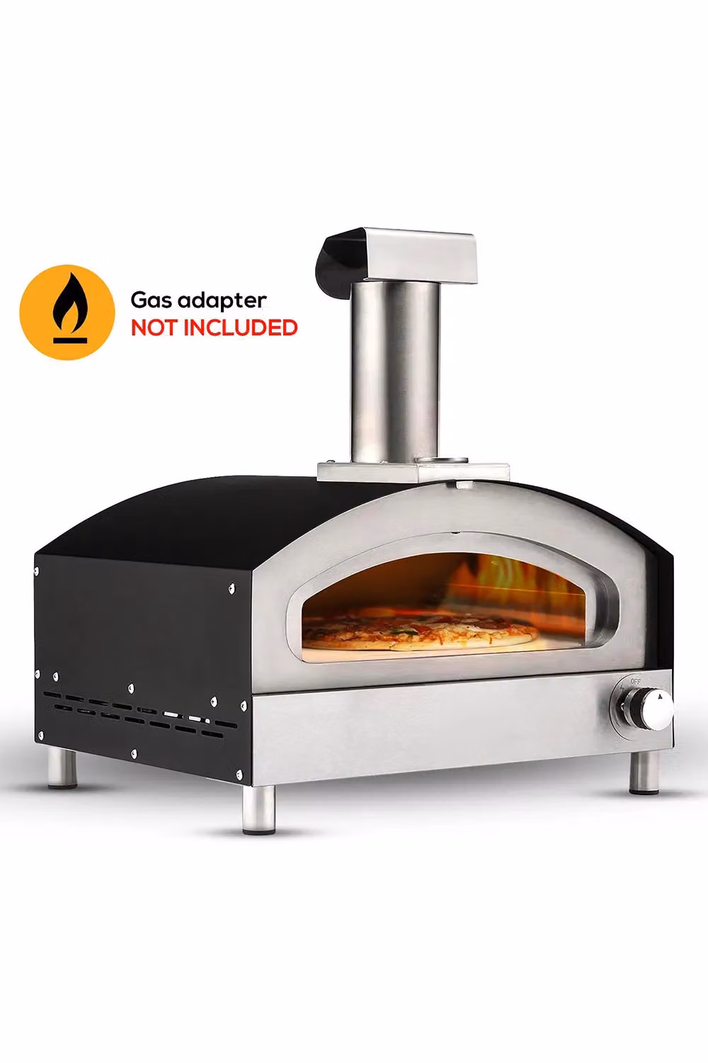 Haven Gas Powered Pizza Oven with Stone Base and Paddle in Black and Silver – 2