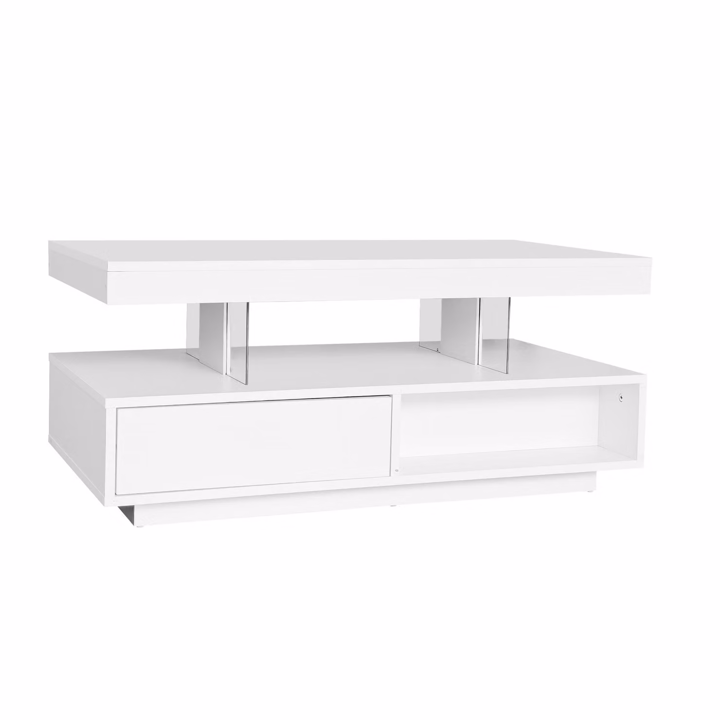 Aosom.UK Modern White High Gloss LED Coffee Table with 2 Drawers and 16-Colour LED Lights, W: 95 cm, D: 50 cm, H: 42.5 cm – 2