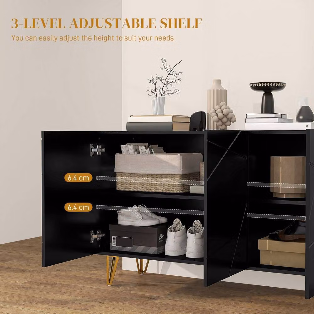 Wyld Haus Fayosa High Gloss Black Sideboard with Gold Hairpin Legs W/D/H: 120 x 40 x 75 cm – 3