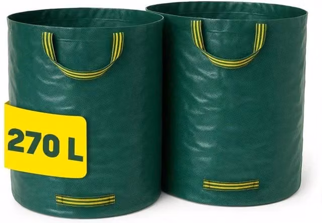 Kelvenix 2 Pack Heavy Duty Green Plastic Garden Waste Bags, 270L Capacity – 1
