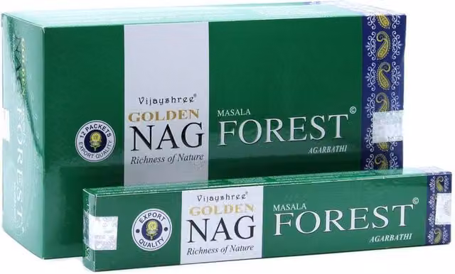 KDMD Golden Nag Forest Incense Sticks, Natural Earthy Aroma, 15g, Green and Gold