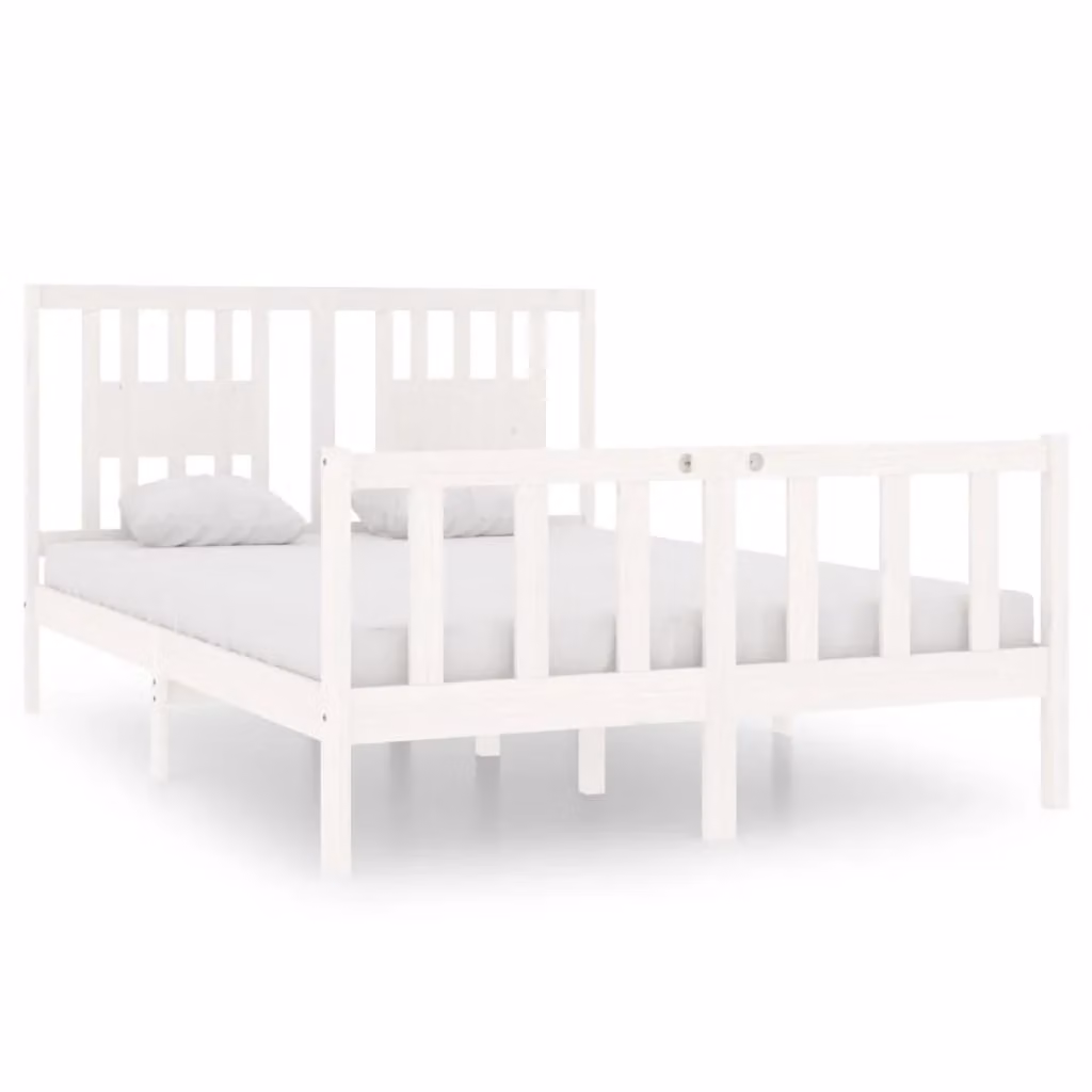 Berkfield Home White Solid Pine Wood Bed Frame W/D/H: 140 x 190 cm – 2