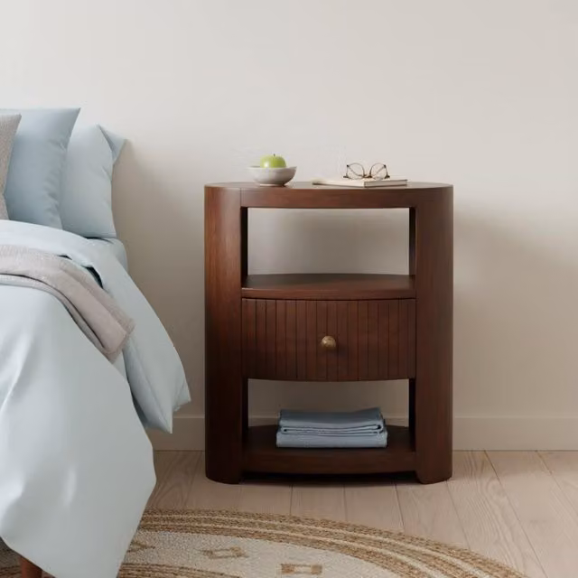 Artisan Furniture Bordeaux Solid Mango Wood Bedside Table in Brown