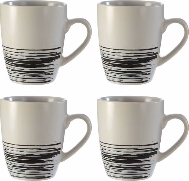 Orsina Middag Set of 4 White and Black Effect Stoneware Mugs – 1