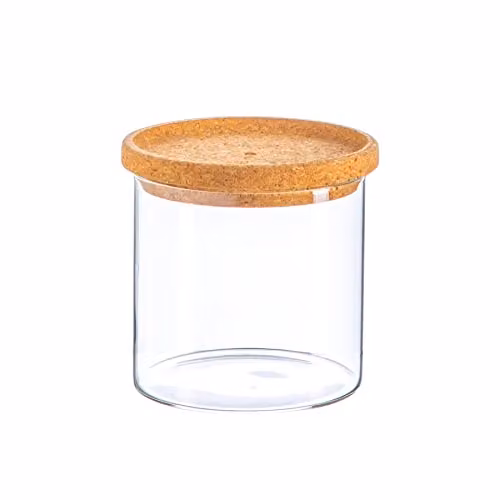 Argon Tableware Scandi Glass Storage Jar with Cork Lid, 550ml, Transparent – 1
