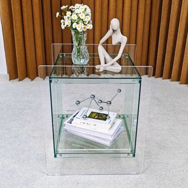 NESTLUNE Clear Acrylic Nightstand with Storage Shelf, W/D/H: 100 x 100 x 100 cm – 1