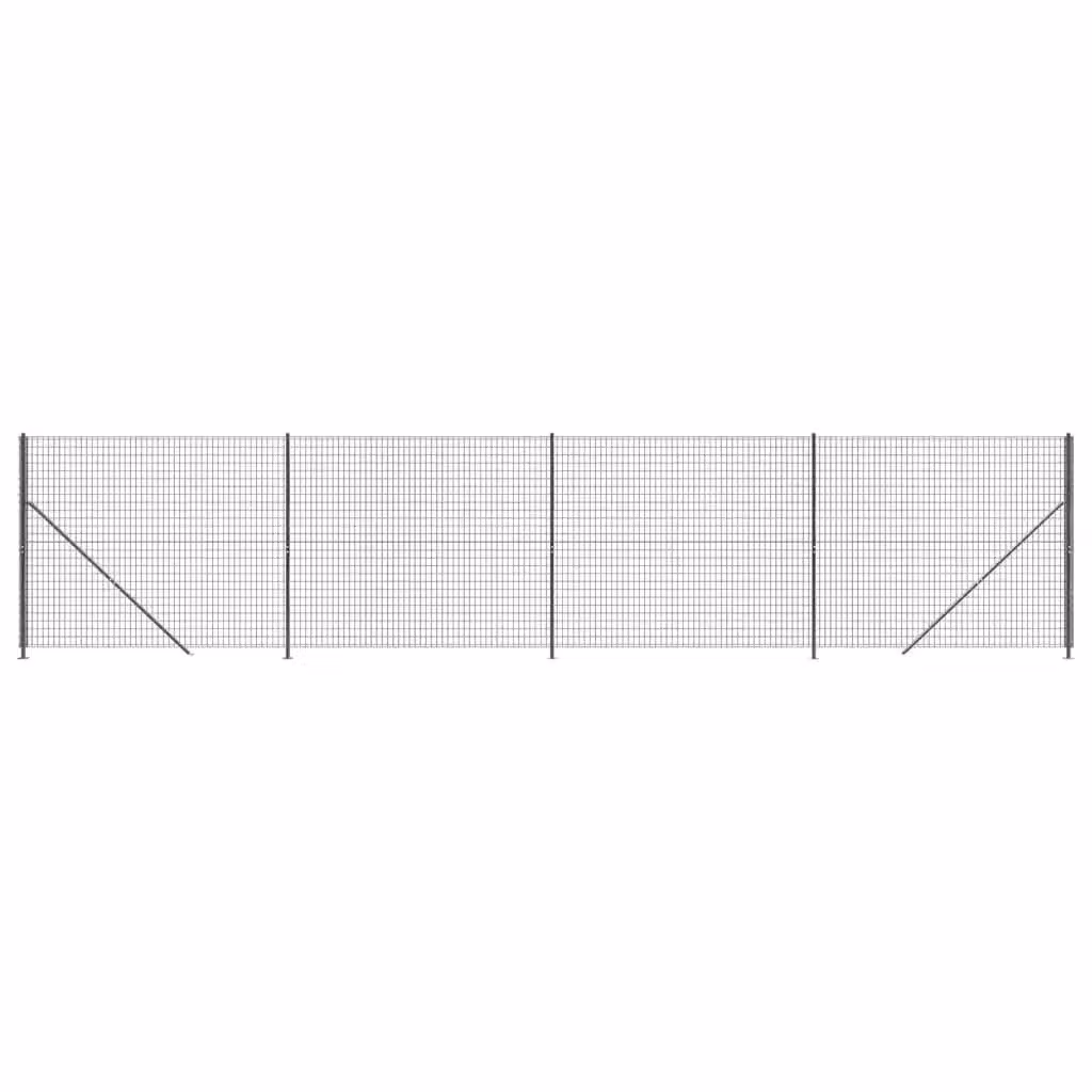 Berkfield Home PVC-Coated Steel Wire Mesh Fence with Flange, Anthracite Black, W: 10 m, H: 1.4 m – 2