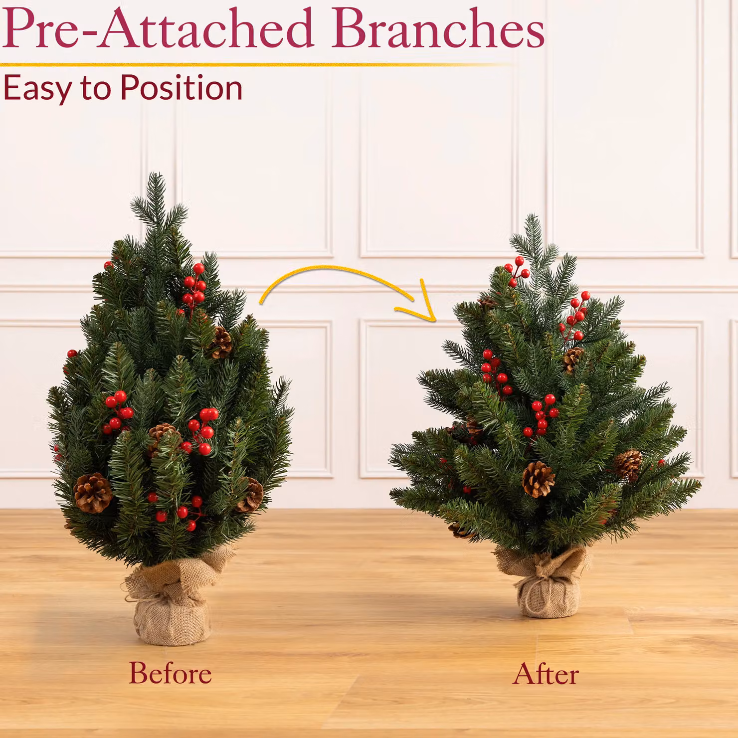 Christow Mini Artificial Spruce Christmas Tree with Pine Cones and Berries in Green – 5