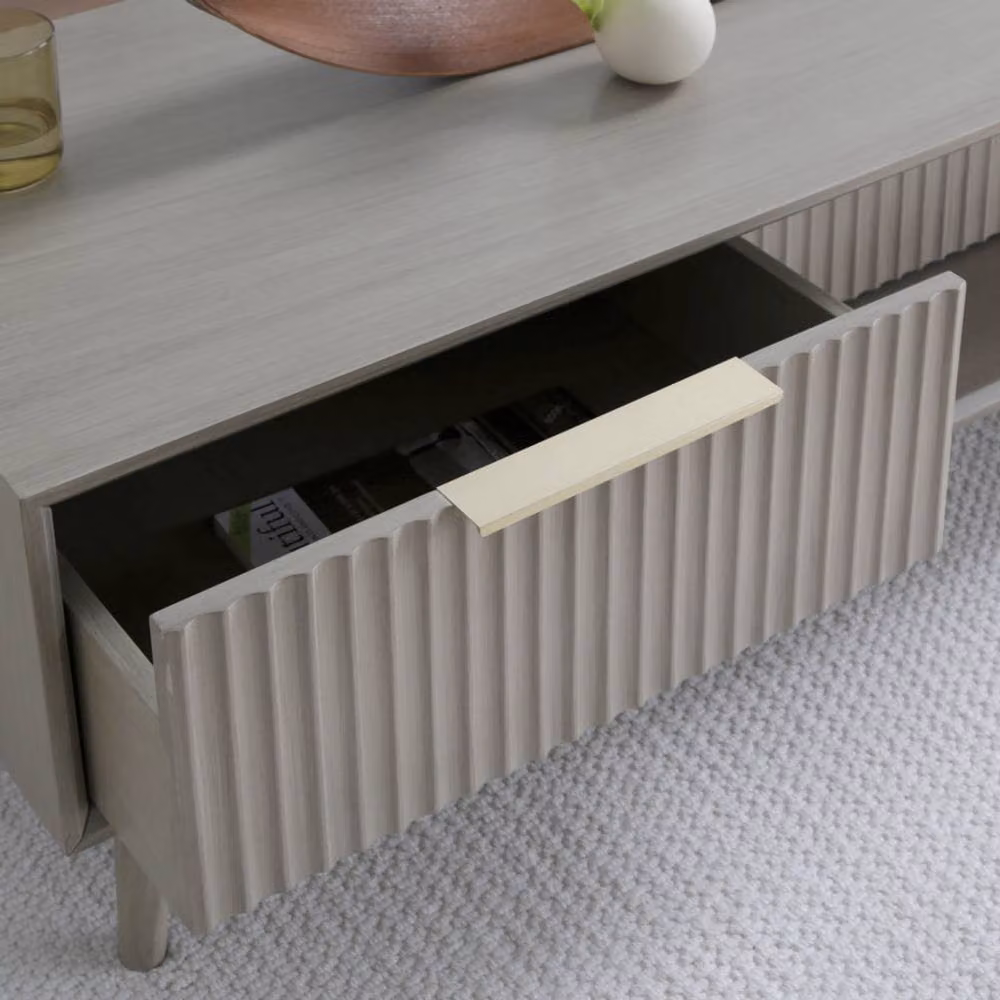 Home Garden Direct Monza Coffee Table with Fluted Drawers in Grey Pale Ash – 2
