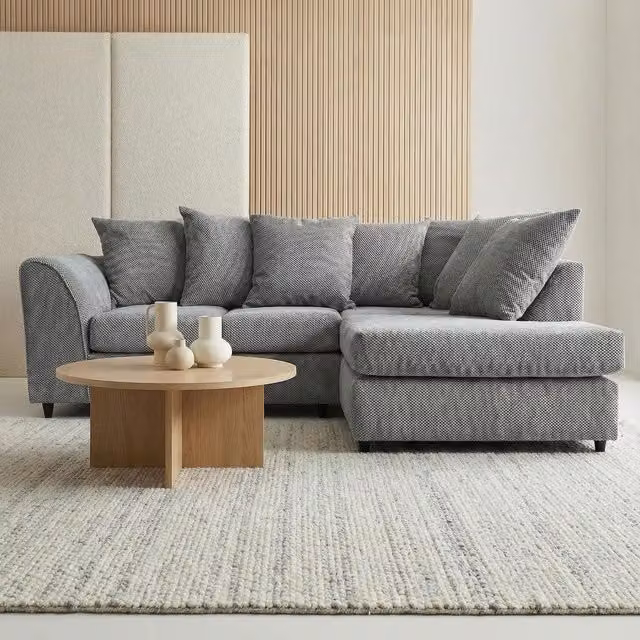 Abakus Direct Jumbo Grid Right Hand Corner Sofa in Grey with Scatter Cushions – 1