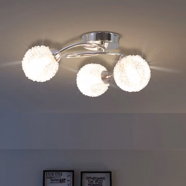 Berkfield Home White and Chrome Ceiling Lamp for 3 G9 Bulbs, 120 W – 1