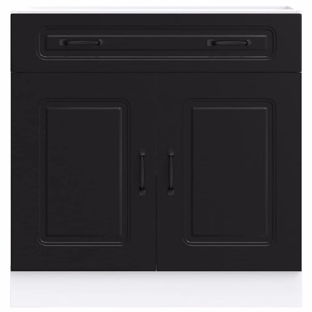 Berkfield Home Kalmar Kitchen Base Cabinet in Black Matt MDF, W/D/H: 80 x 46 x 81.5 cm – 3