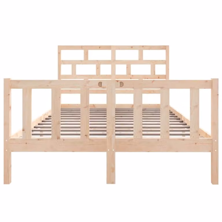 Berkfield Home Solid Wood Pine Double Bed Frame, Brown, W: 135 cm, L: 190 cm
