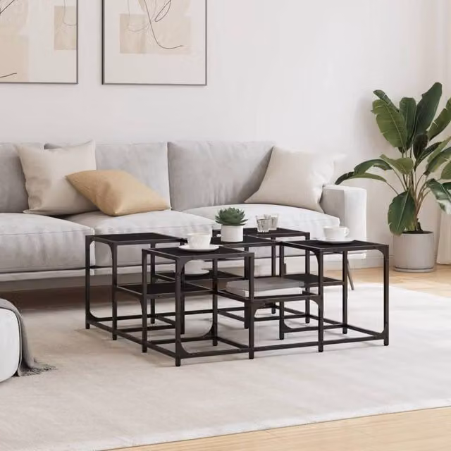 Berkfield Home Black Decorative Coffee Table, W/D/H: 91 x 91 x 40 cm