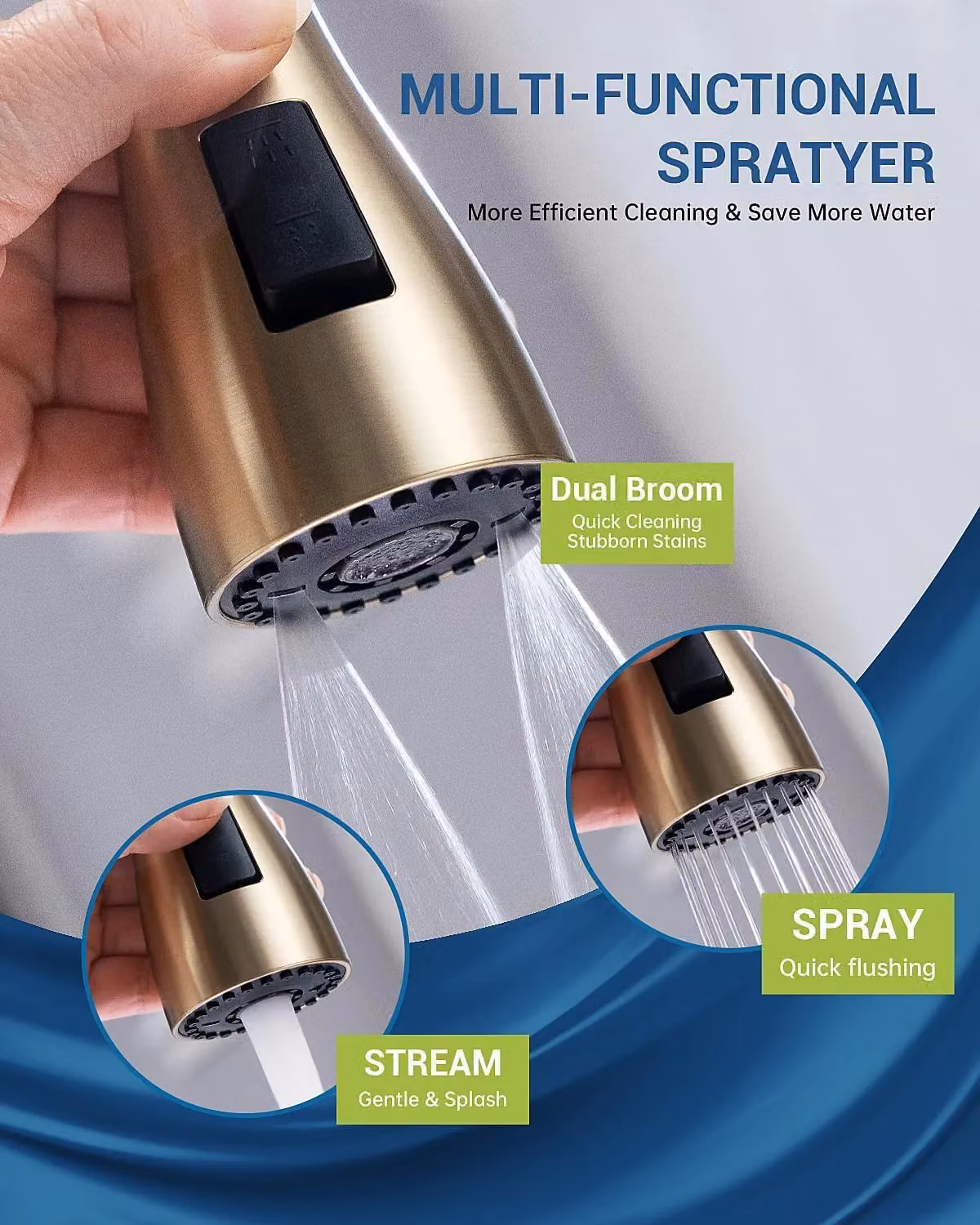 Appaso Gold Kitchen Sink Mixer Tap with Pull Out Spray Function – 4