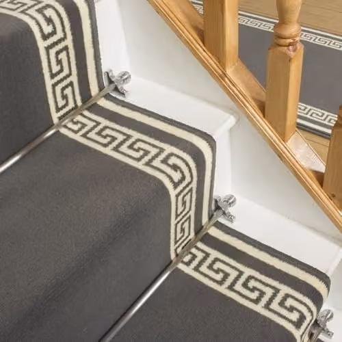 runrug Grey Key Stair Runner, Machine Woven Polypropylene Carpet, W: 80 cm, L: 540 cm – 5