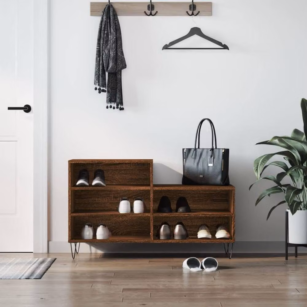 Berkfield Home Modern Shoe Cabinet in Brown Oak, W/D/H: 102 x 36 x 60 cm – 2