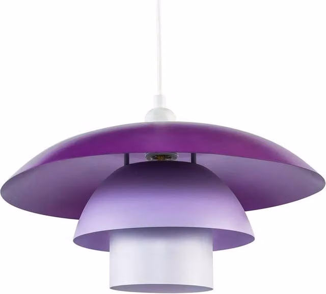 Happy Homewares Modern Metal Dome Pendant Lighting Shade in Purple, Lilac, Lavender and White – 1