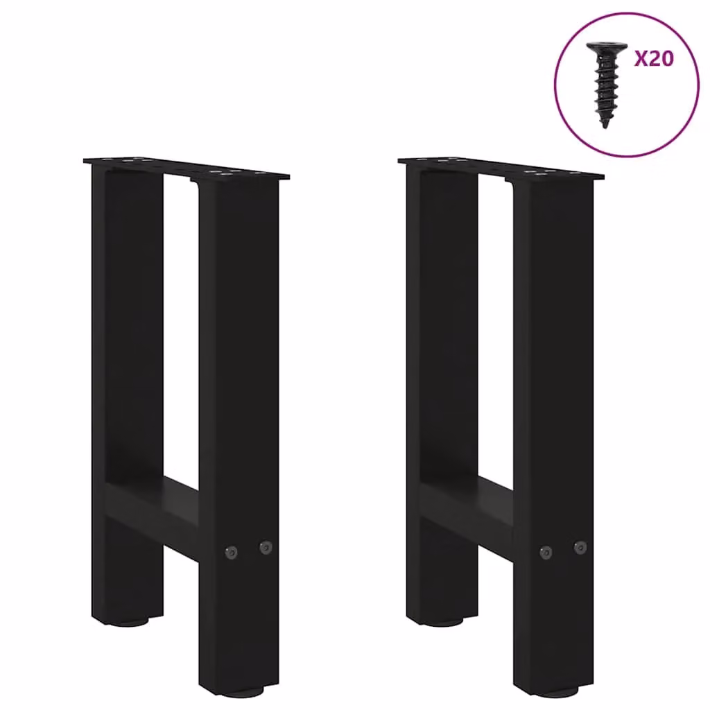 Berkfield Home Matt Black Steel Coffee Table Legs, 2 Pieces, H: 38-43 cm – 2