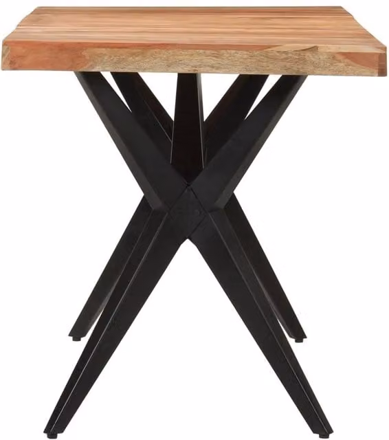 Berkfield Home Beautiful Black Acacia Solid Wood Dining Table W/D/H: 140 x 70 x 76 cm