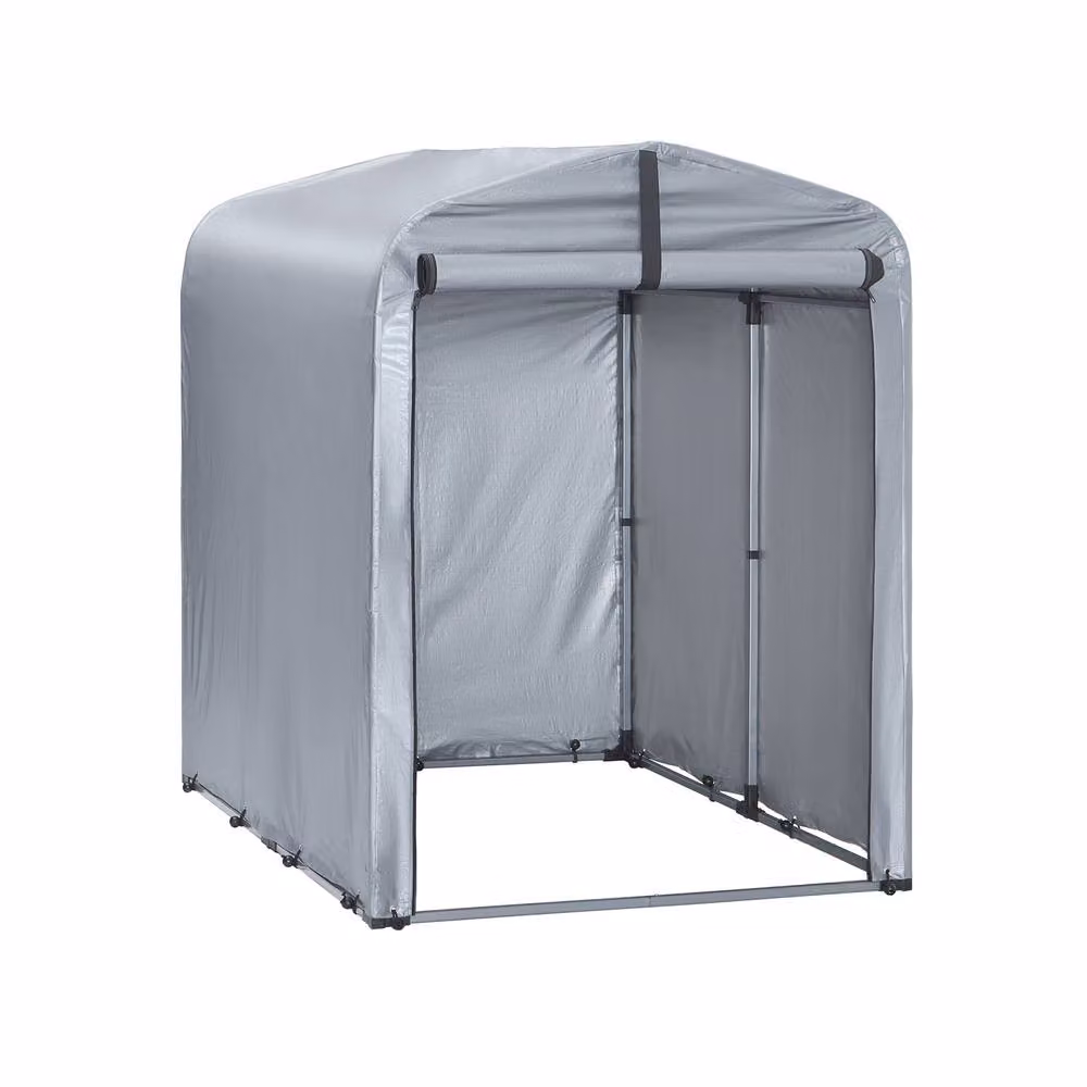 SoBuy Grey Garden Storage Shed with Waterproof PE Tarpaulin and Steel Frame, W/D/H: 176 x 120 x 163.07 cm – 2