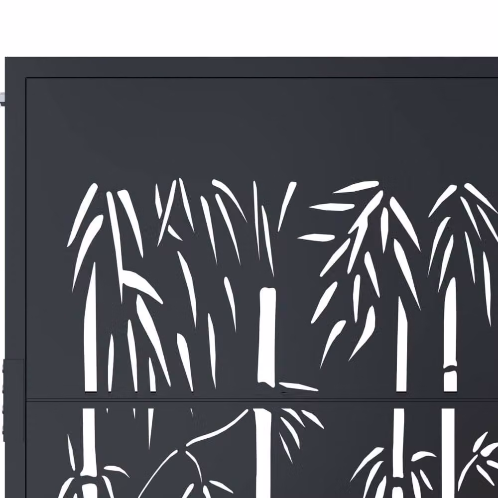 Berkfield Home Anthracite Steel Garden Gate with Bamboo Design W: 105 cm, H: 130 cm – 4