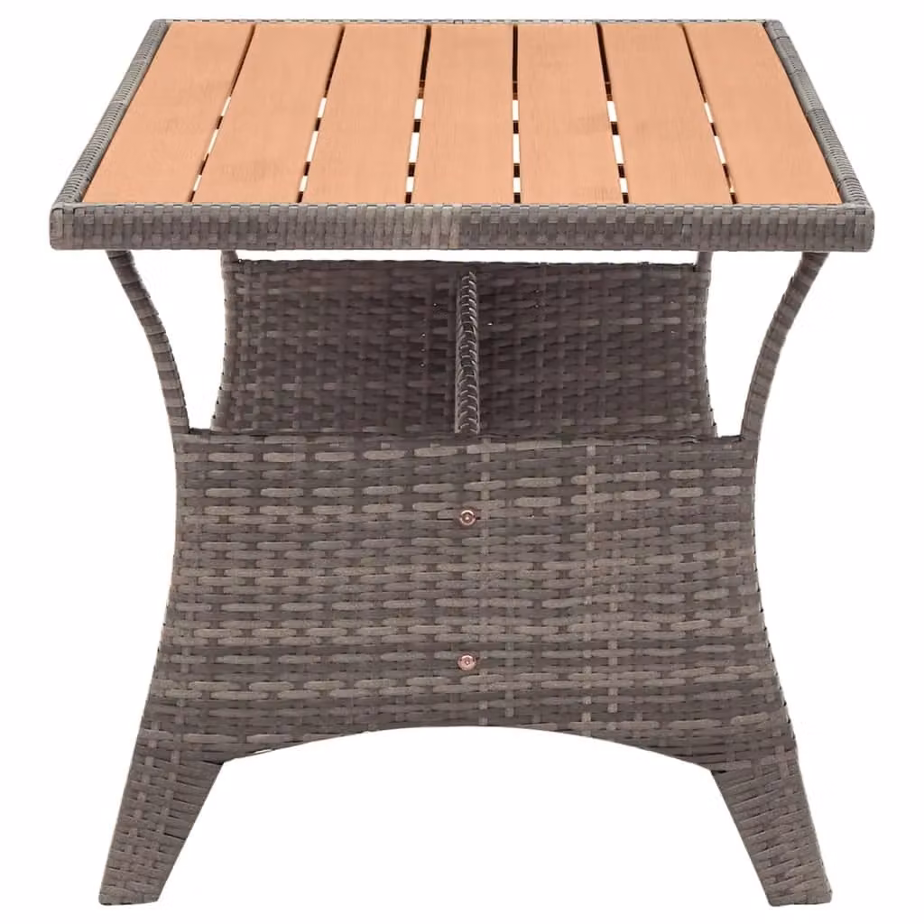 Berkfield Home Grey Poly Rattan Rectangular Garden Table W/D/H: 120 x 70 x 66 cm – 3