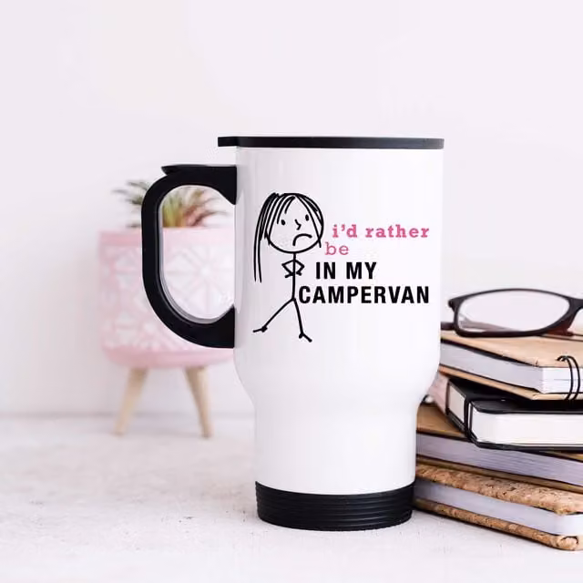 60 Second Makeover Women's I'd Rather Be In My Campervan Metal Travel Mug in White