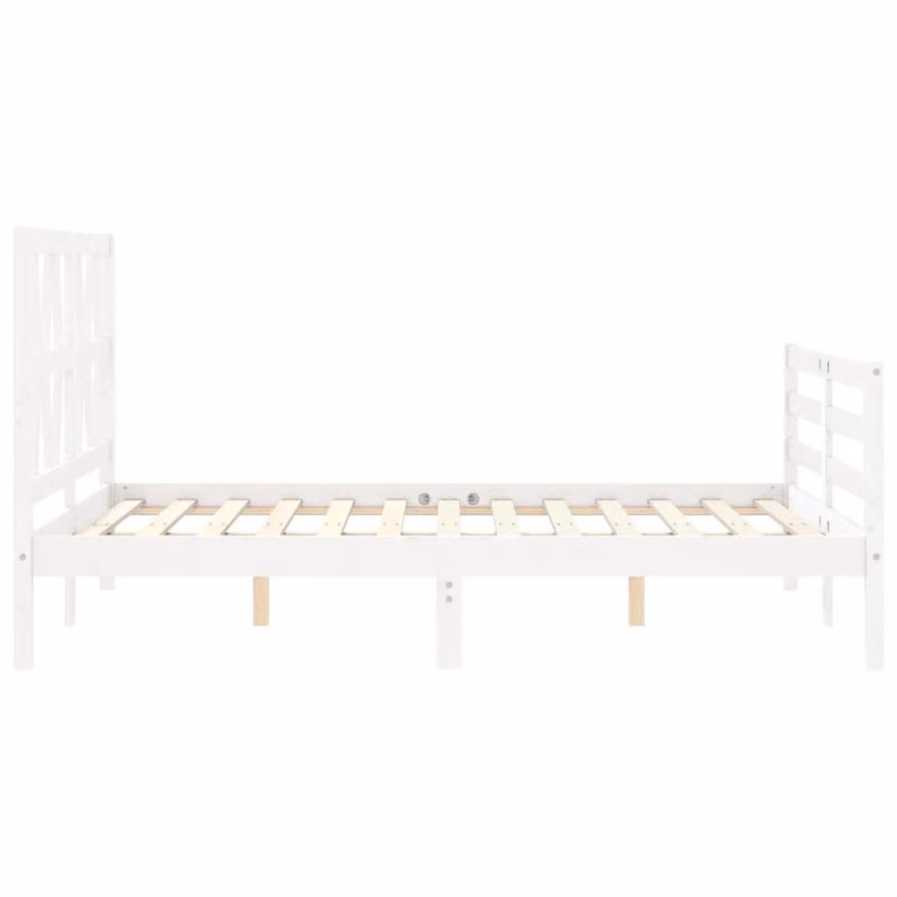 Berkfield Home Beautiful Small Double Solid Wood Bed Frame with Headboard in White – 2