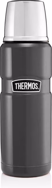 Thermos King Stainless Steel Vacuum Insulated Drinks Flask, Grey, 470ml – 1