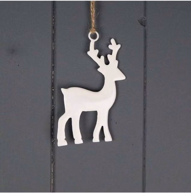 KDMD Charming Hanging Enamelled Reindeer Figure in White