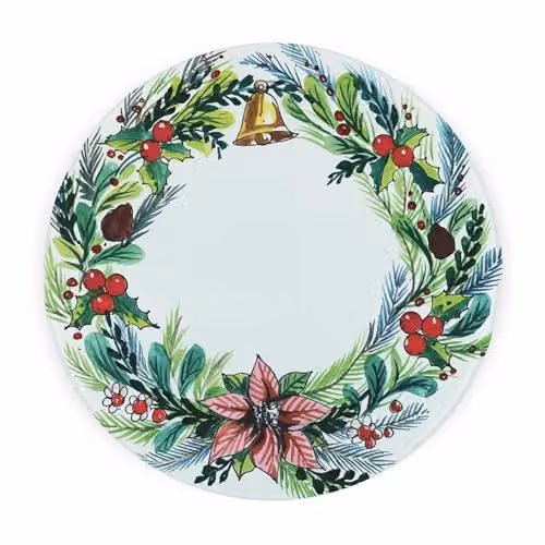 Purely Home Christmas Wreath Round Glass Worktop Protector, Diameter: 30 cm, Multicolour