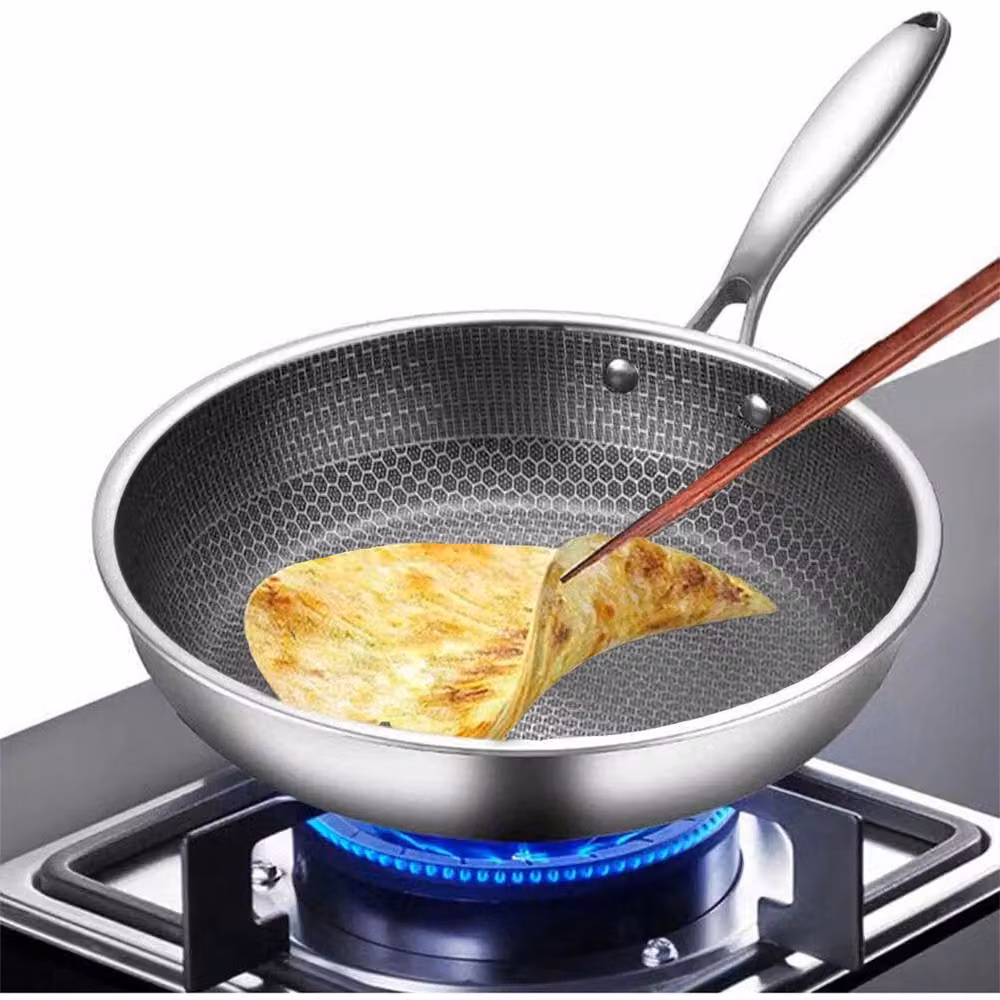 Kelvenix Non Stick Stainless Steel Induction Geo Hex Frying Pan, Silver, 24 cm – 4