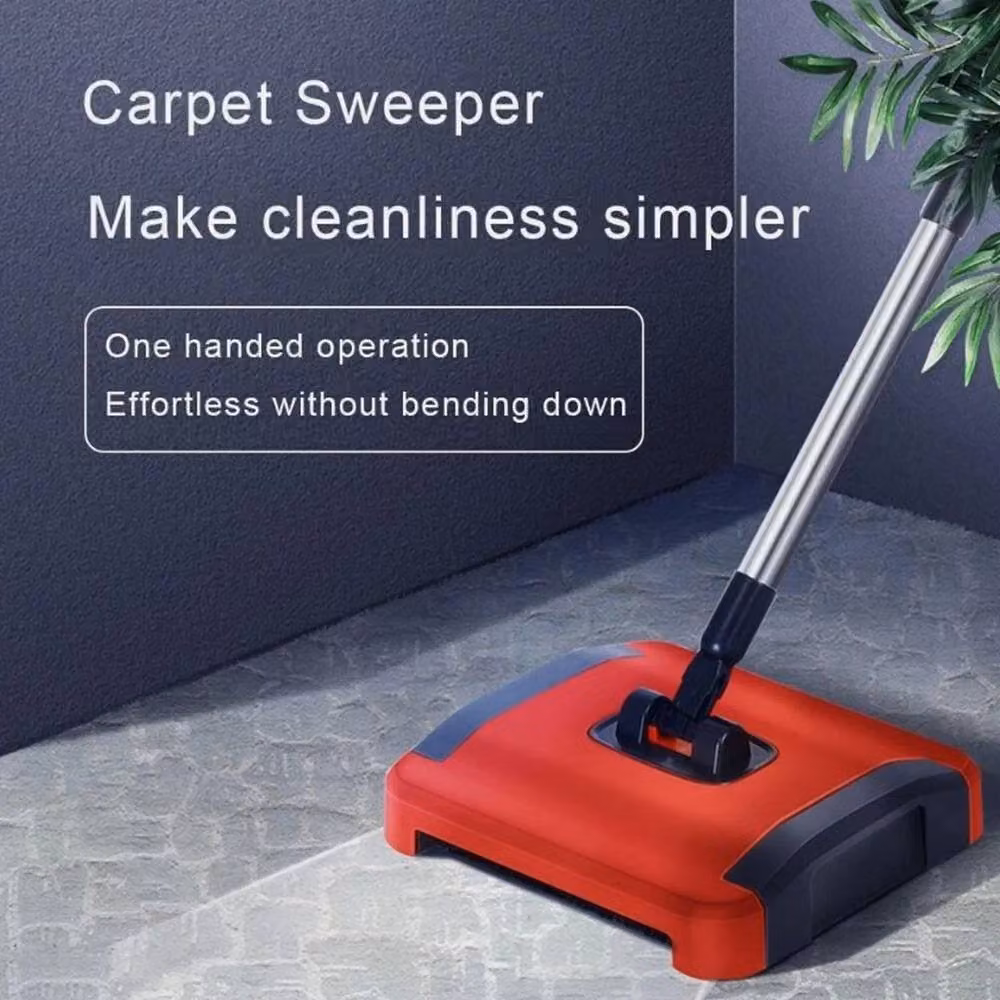 FLAVORA Speedsweep Multi-functional Manual Carpet Sweeper in Red – 3