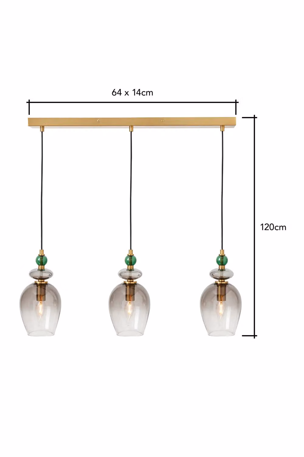 BHS Lighting Seline Green and Gold Diner Pendant Ceiling Light with Adjustable Height – 3