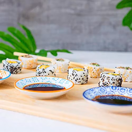 Nicola Spring Hand Printed Floral Blue Stoneware Sauce Dishes, Pack of 3, Diameter: 10 cm – 2