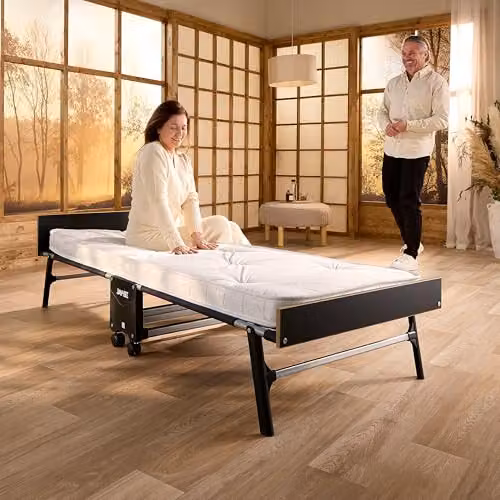 Jay-Be Grand 80cm Folding Guest Bed with Pocket Sprung Mattress, Black, W/D/H: 80 x 190 x 24 cm – 2