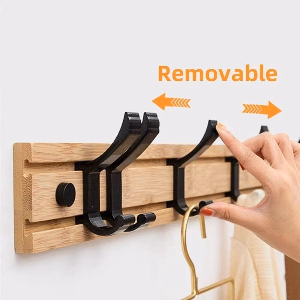 FORGEVIO Rotating Bamboo Over The Door Hanger Hooks in Brown – 3