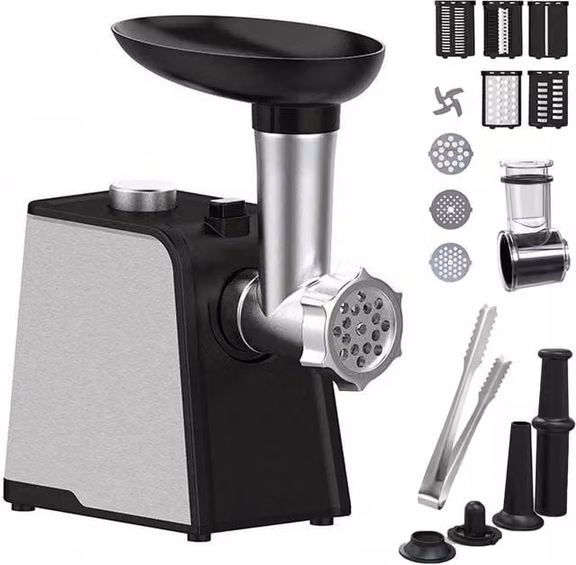 Ventryn 4-in-1 Electric Meat Grinder, Sausage and Kibbe Maker in Silver