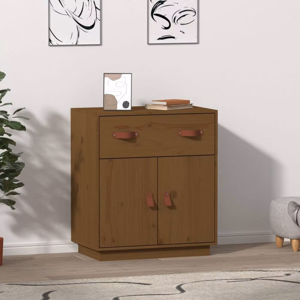 Berkfield Home Rustic Solid Wood Pine Sideboard, Honey Brown, W: 65.5 cm, D: 40 cm, H: 75 cm – 2