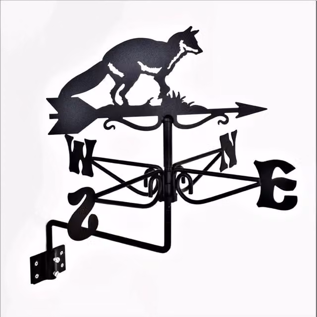 Buttercup Farm Mini Fox Weathervane in Black Metal, W/D/H: 38 x 38 x 44.5 cm