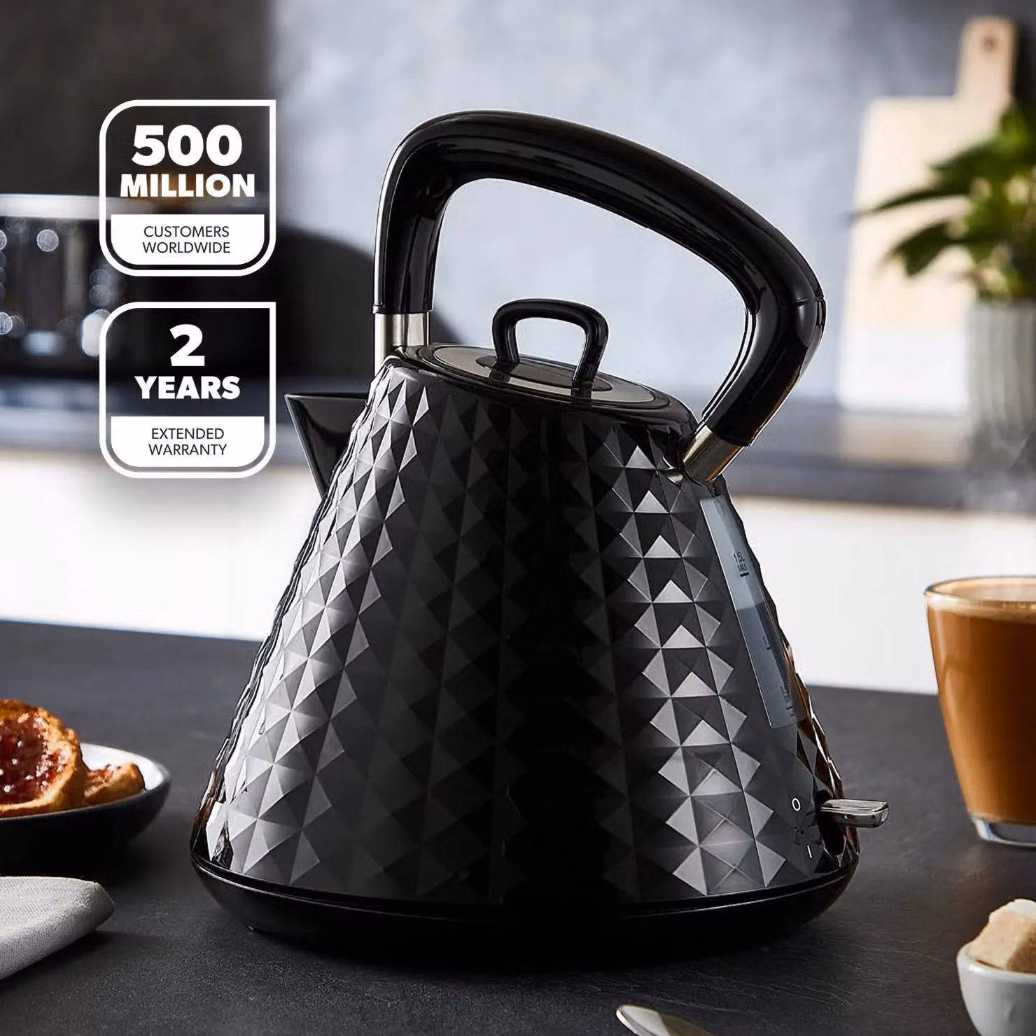 Geepas 1.5 l Cordless Traditional Pyramid Electric Kettle, 2500 W, Black – 2