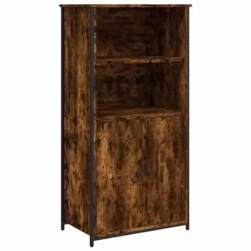 vidaXL Highboard in Smoked Oak, Brown Engineered Wood, W/D/H: 62 x 36 x 121.5 cm