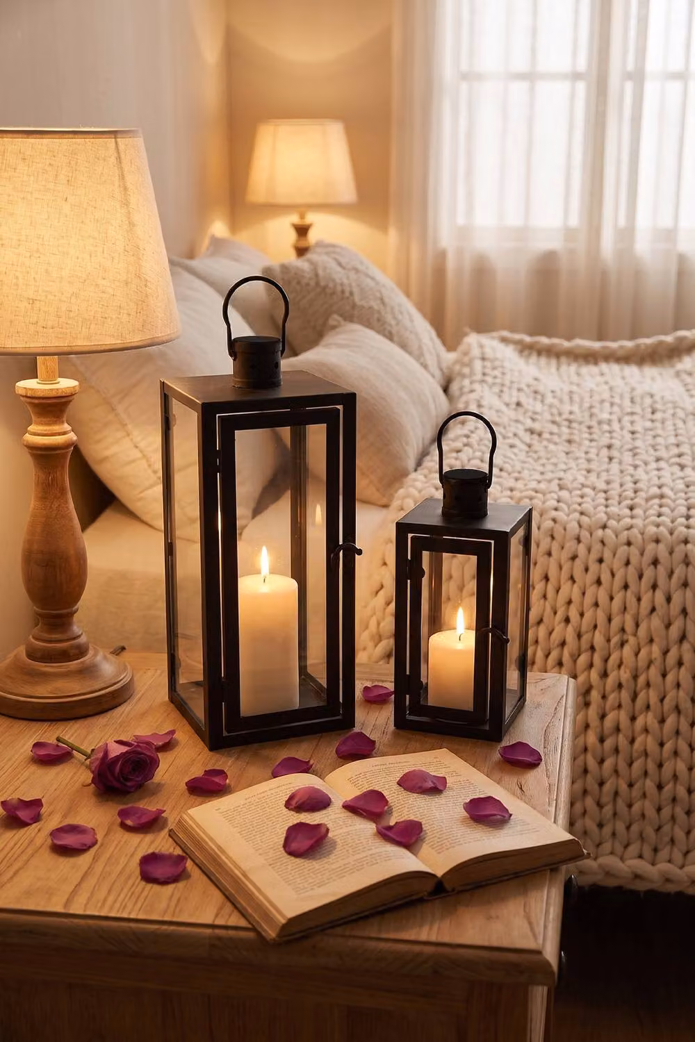 Living and Home 2-Piece Classic Black Tabletop Lantern Candle Holder Set for Pillar Candles – 3