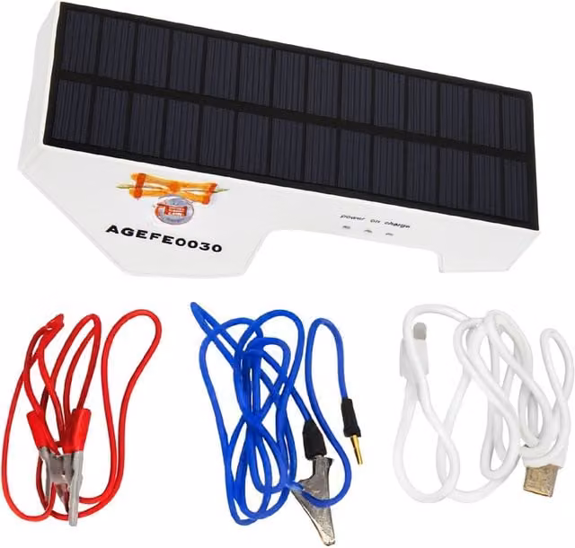 SecureFix Direct Solar Electric Fence Energiser, White, 2KM 2.4W 3.7V