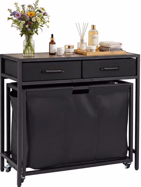 Costway Laundry Basket Organiser with Sections in Brown and Black